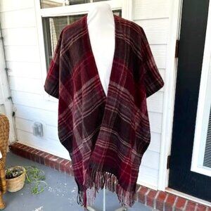 Woolrich Shaw Wrap in Burgundy Plaid One Size Fits All